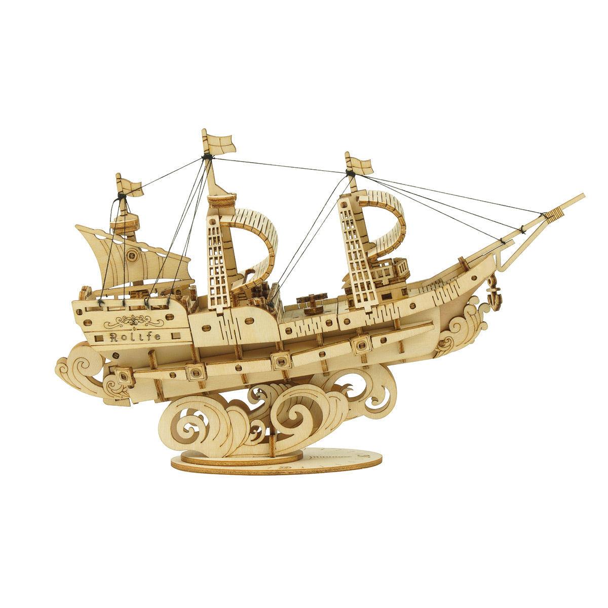 Puzzloria™ | Sailling Ship 3D Wooden Puzzle Decor - Puzzloria