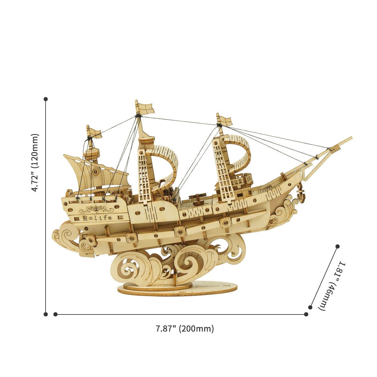 Puzzloria™ | Sailling Ship 3D Wooden Puzzle Decor - Puzzloria