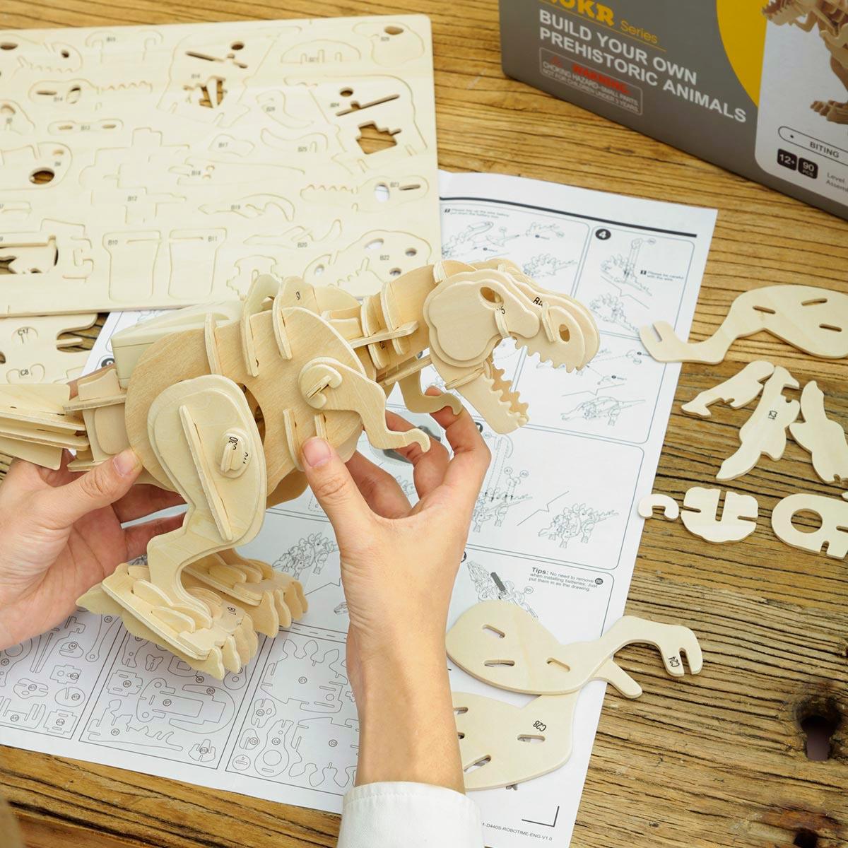 Puzzloria™ | Sound Command Rex - Interactive T-Rex Building Kit - Puzzloria