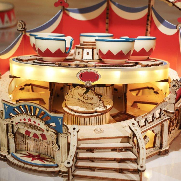 Puzzloria™ | Tilt-A-Whirl DIY Music Box 3D Wooden Puzzle - Puzzloria
