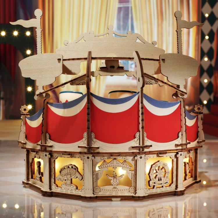 Puzzloria™ | Tilt-A-Whirl DIY Music Box 3D Wooden Puzzle - Puzzloria