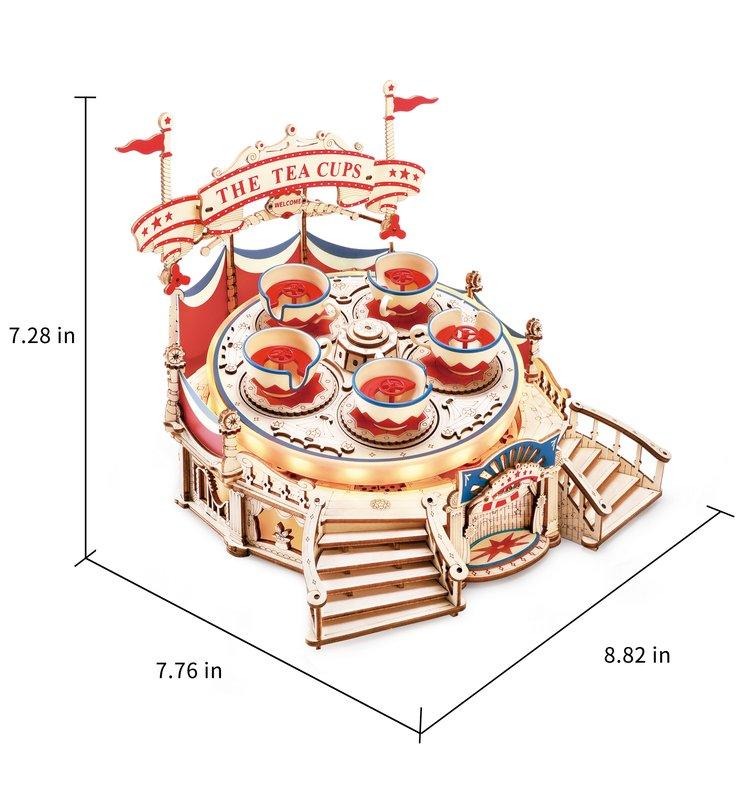 Puzzloria™ | Tilt-A-Whirl DIY Music Box 3D Wooden Puzzle - Puzzloria