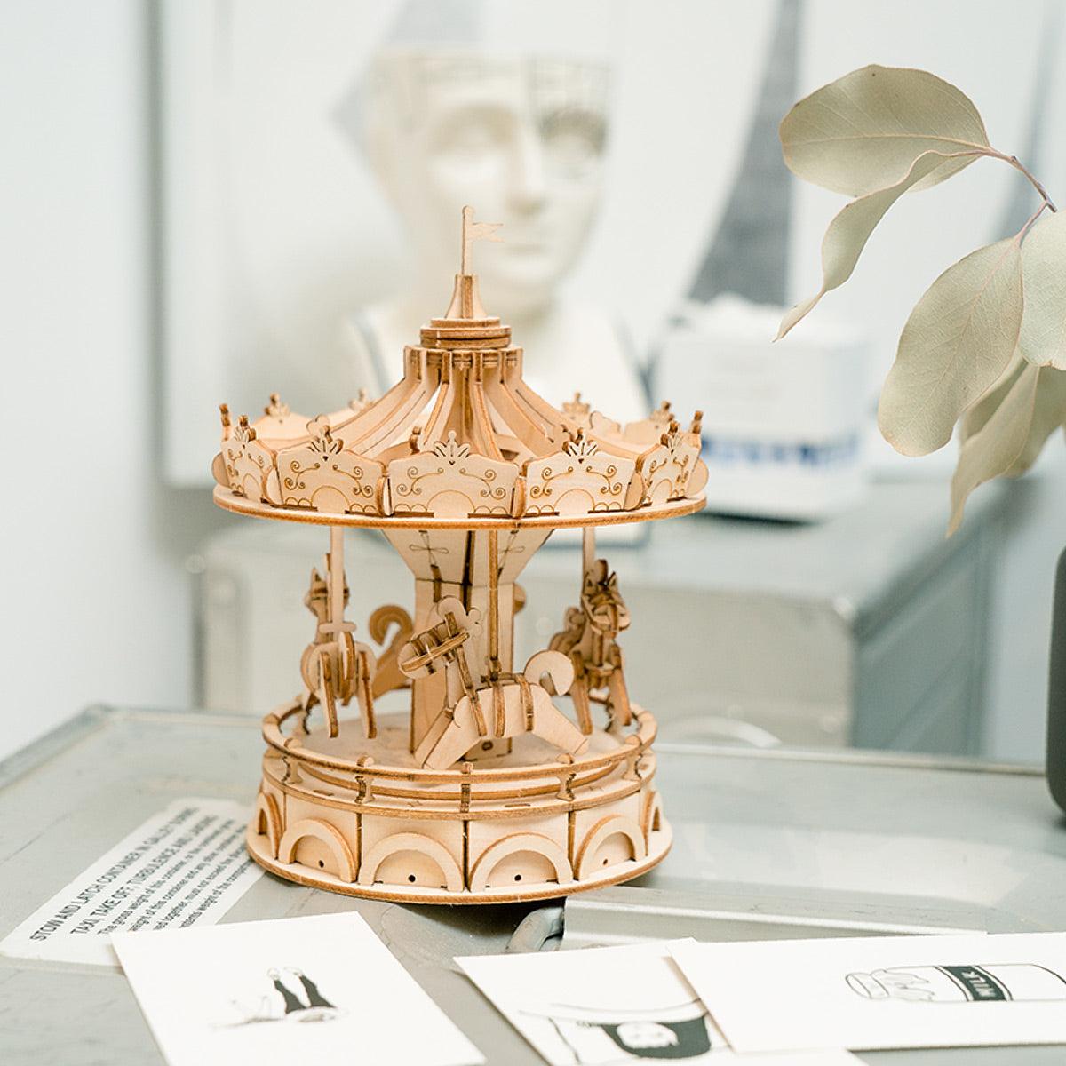 Puzzloria™ | Vintage Carousel 3D Wooden Puzzle - Puzzloria