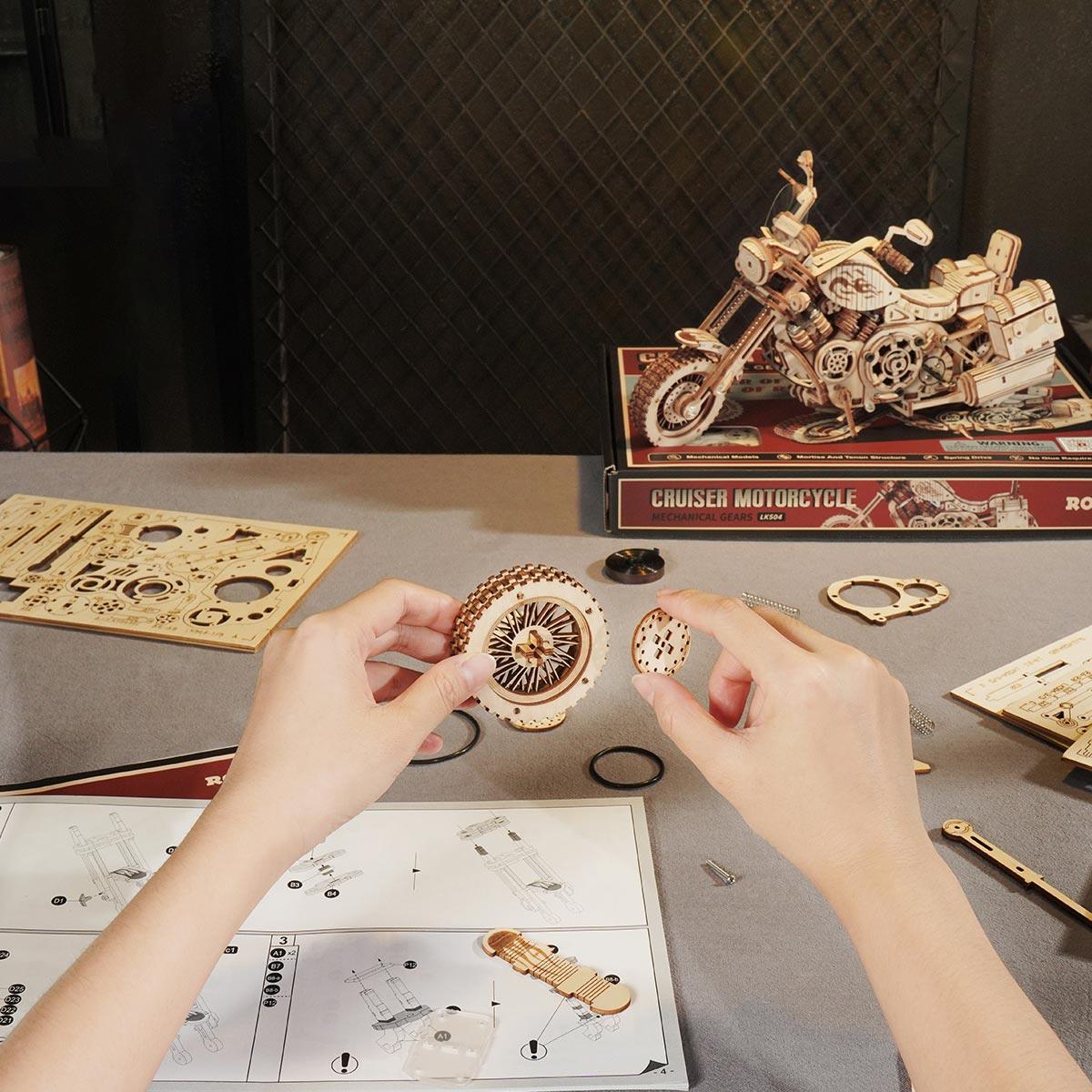 Puzzloria™ | Wild West Cruiser 3D Wooden Motorcycle Puzzle - Puzzloria