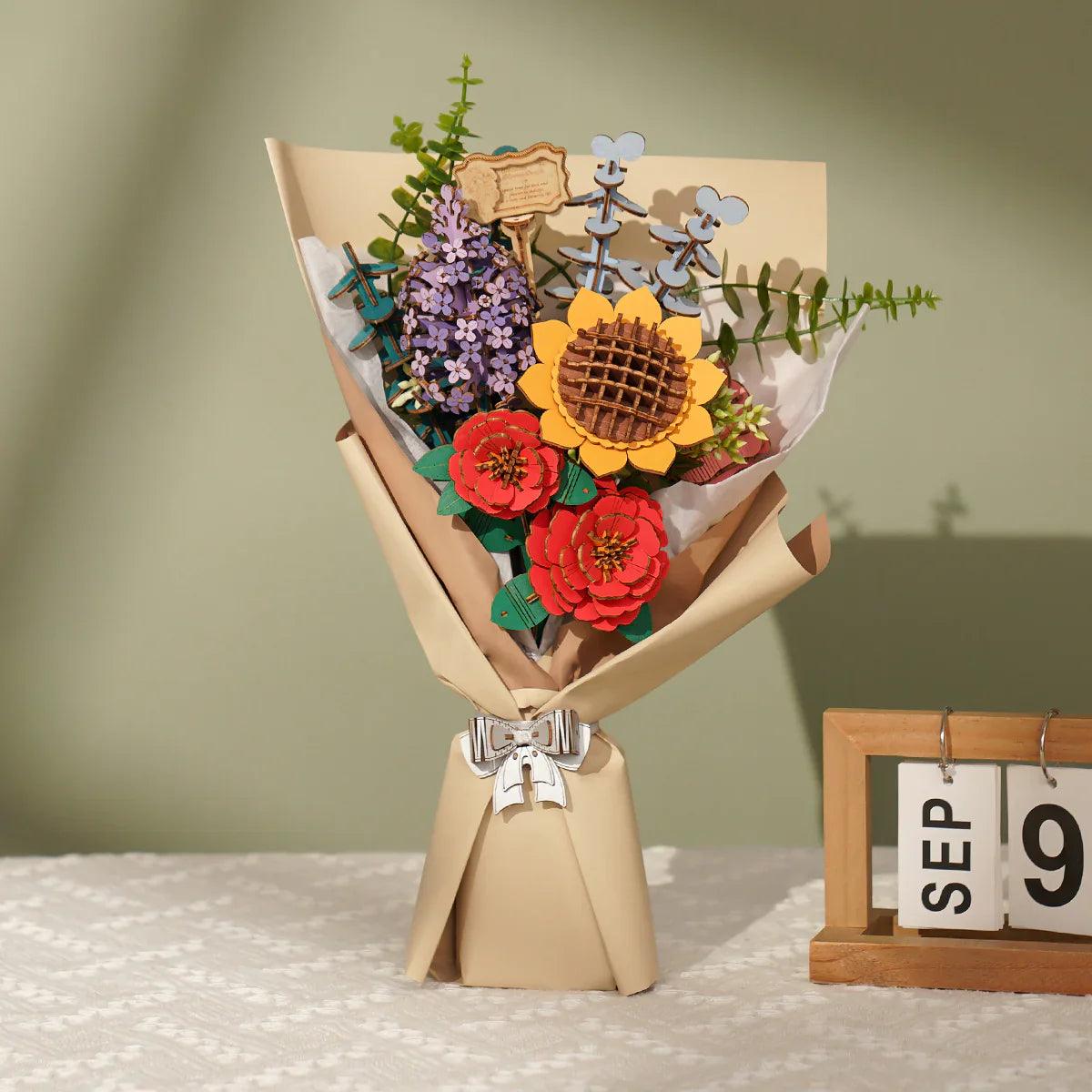 Puzzloria™ | Eternal Bloom 3D Wooden Puzzle Bouquet - Puzzloria