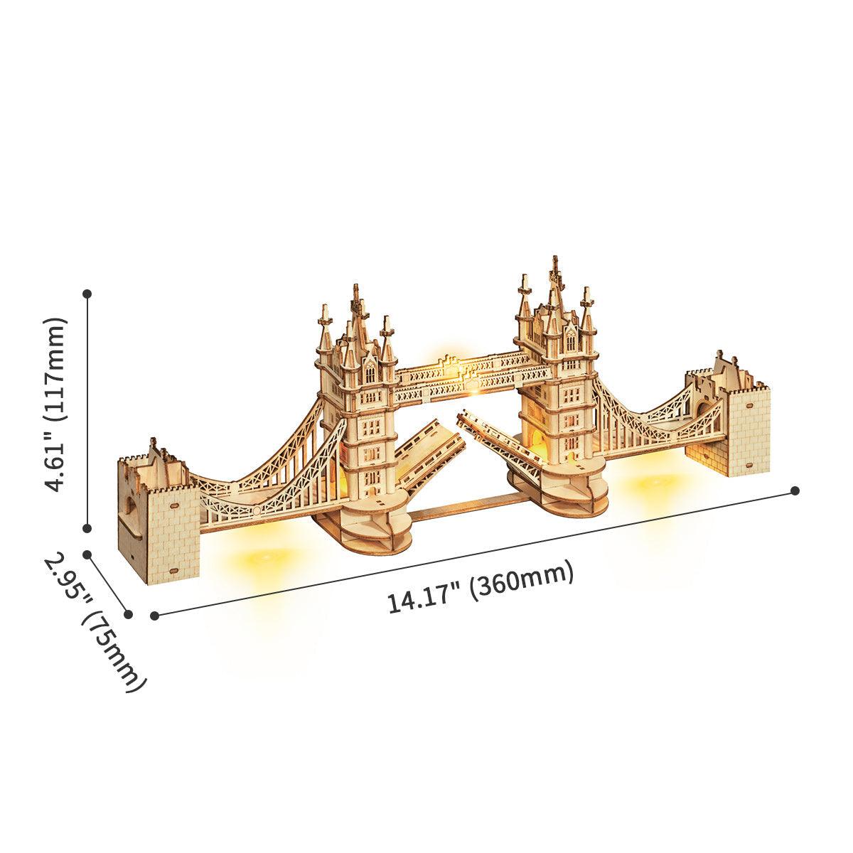 Puzzloria™ | Illuminated Tower Bridge 3D Wooden Puzzle - Puzzloria