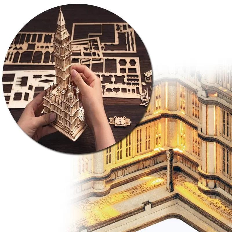 Puzzloria™ | Illuminated Tower Bridge 3D Wooden Puzzle - Puzzloria