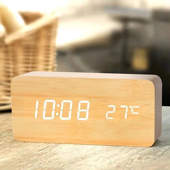 Puzzloria™ | NatureSense Wooden LED Alarm Clock - Puzzloria