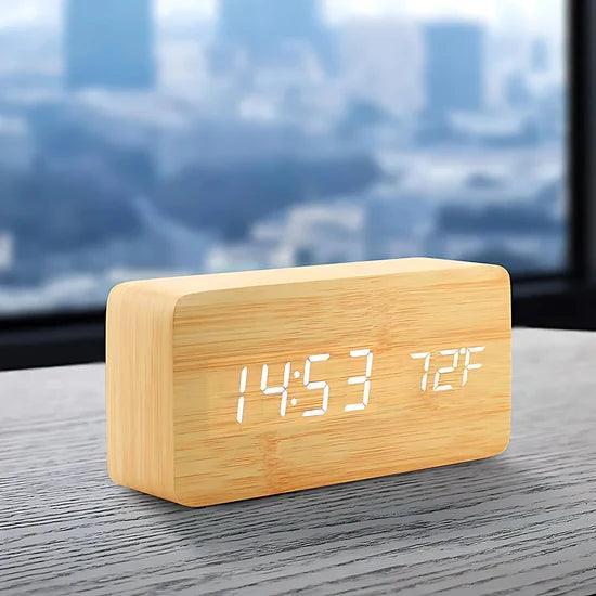 Puzzloria™ | NatureSense Wooden LED Alarm Clock - Puzzloria