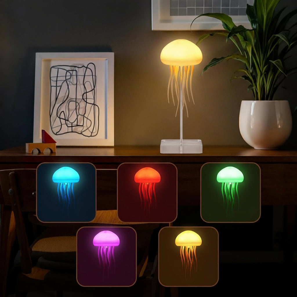 Puzzloria | Color Changing LED Night Light Jellyfish Lamp with Sound Activation
