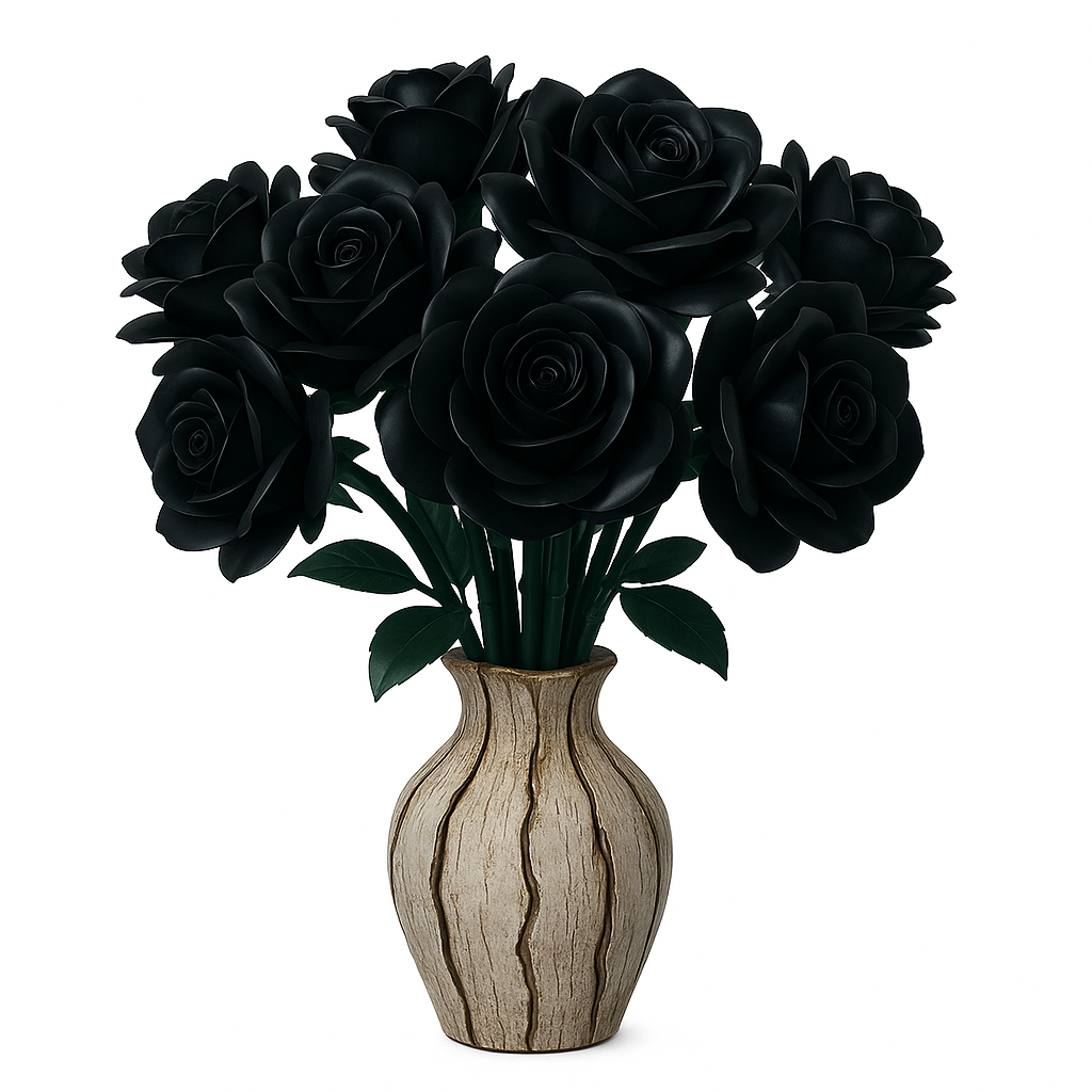 Puzzloria Eternal Black Rose Bouquet Building Blocks