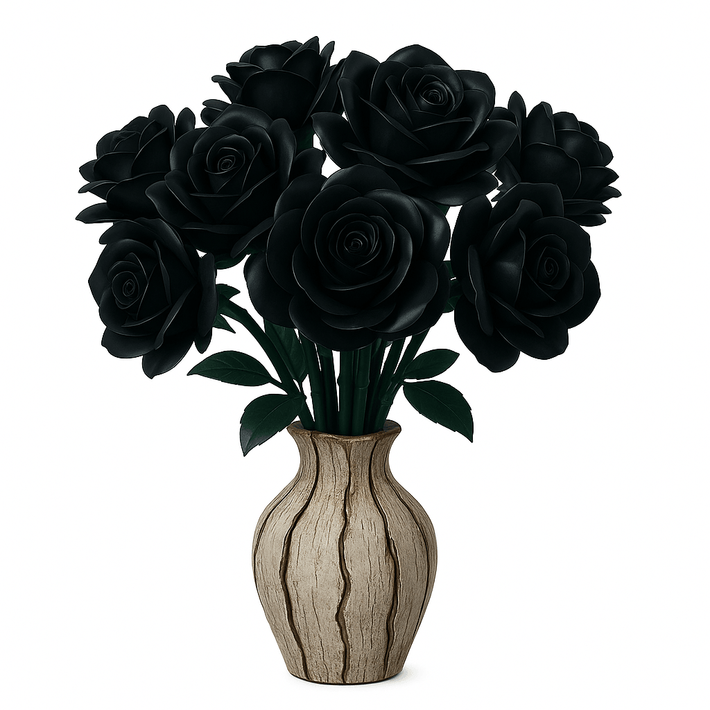 Puzzloria | Eternal Black Rose Bouquet Building Blocks - Puzzloria
