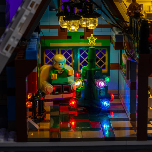 LED lighting bundle for Christmas LEGO sets with USB and battery powered tool-free install for collectors