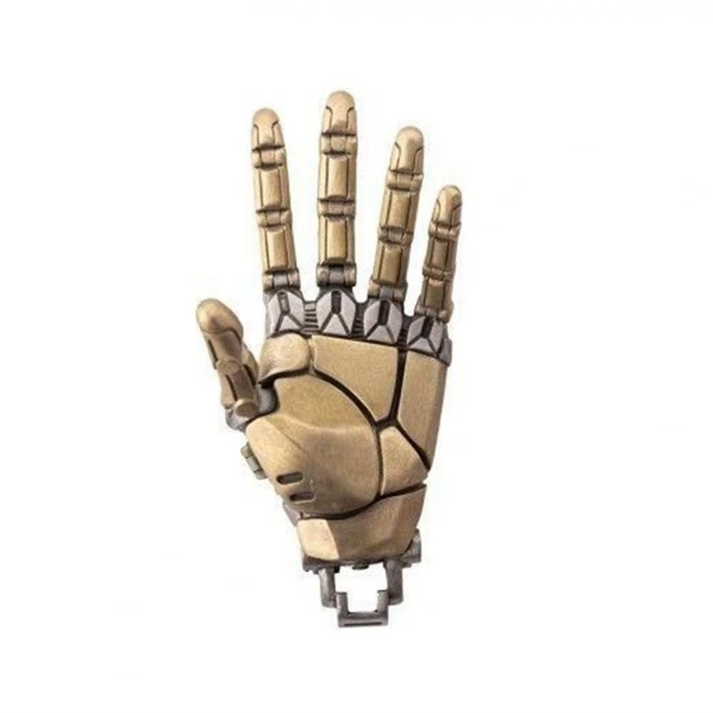 Puzzloria cybernetic hand pendant with articulated joints and steampunk design