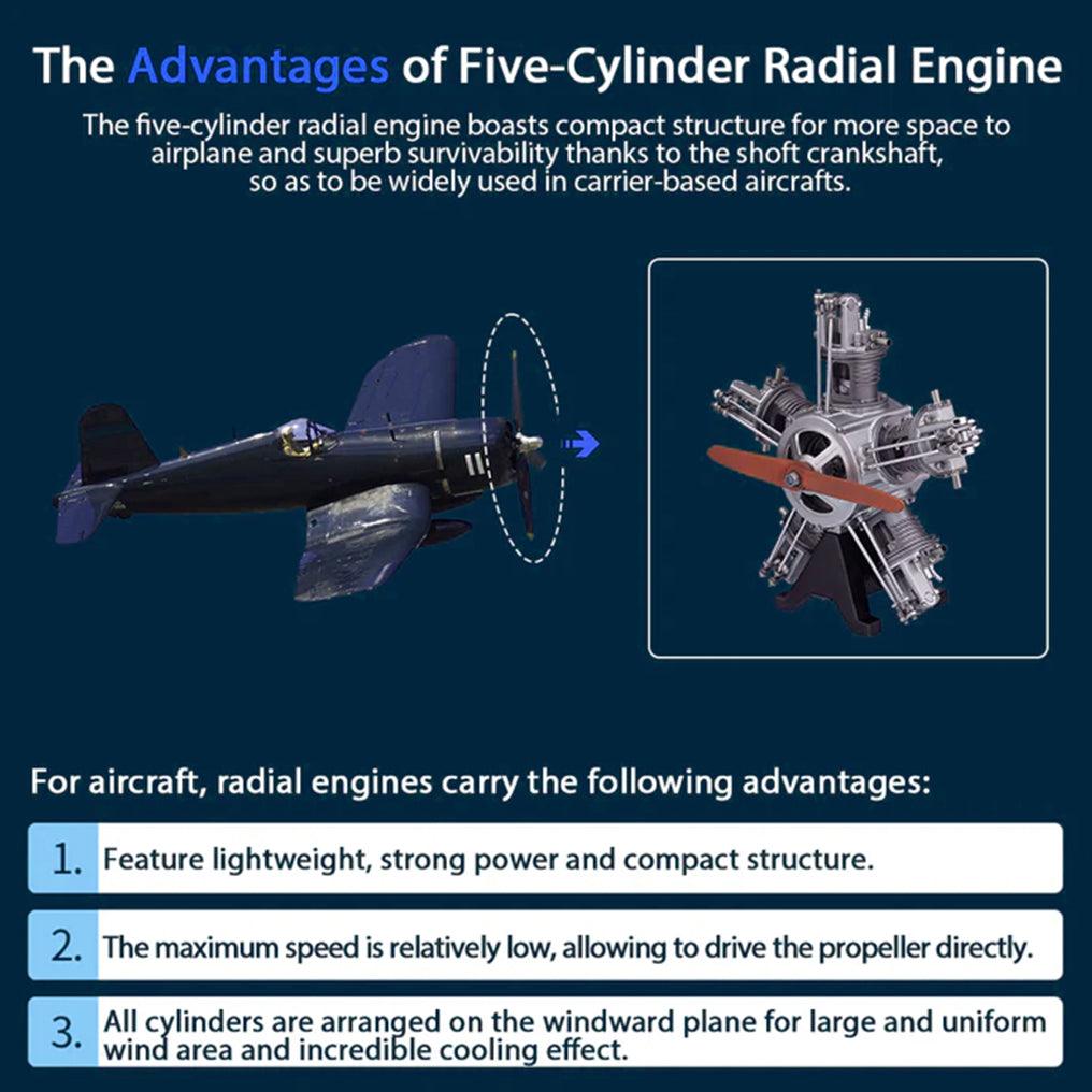 Puzzloria™ | DIY 1/6 Full Metal 5 Cylinder Radial Engine Model Kit - Puzzloria
