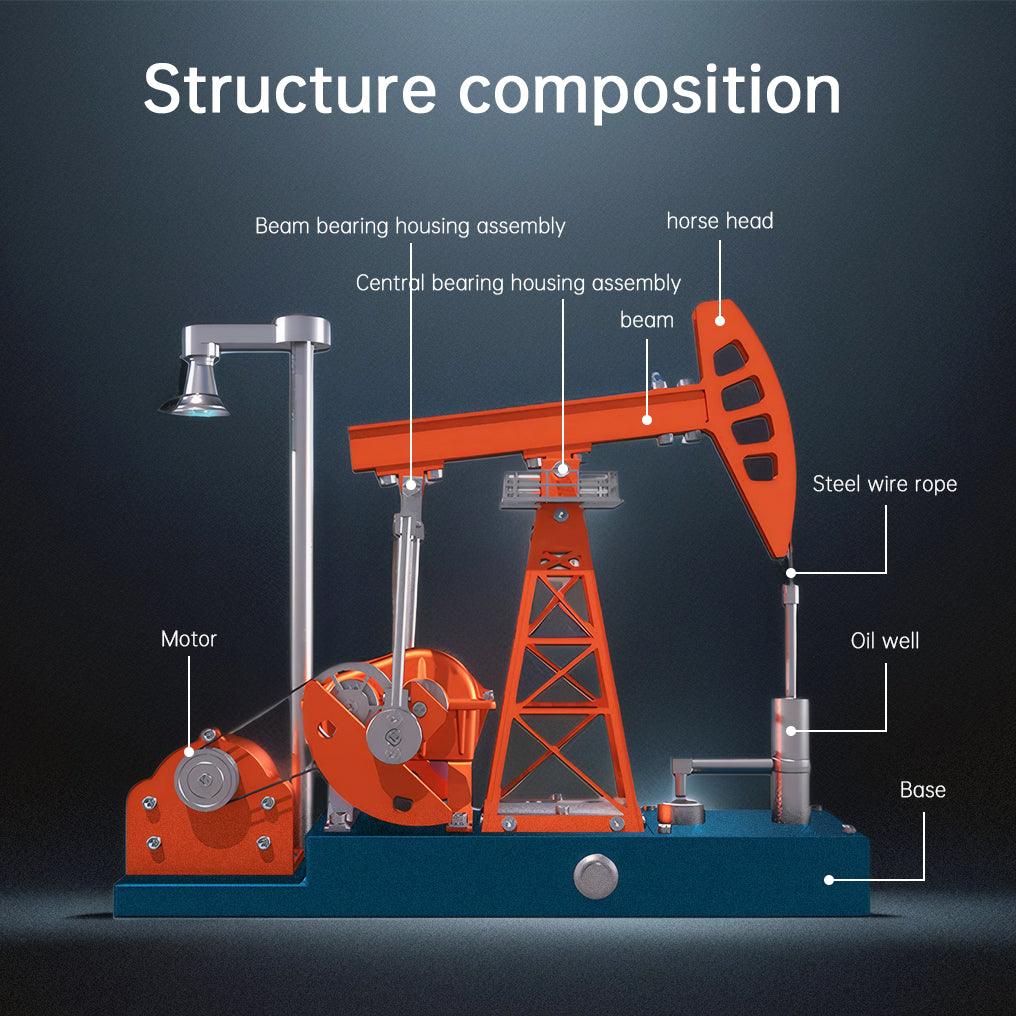 Puzzloria™ | DIY Educational 3D Metal Oilfield Working Equipment with Pumping Unit that Works - Puzzloria