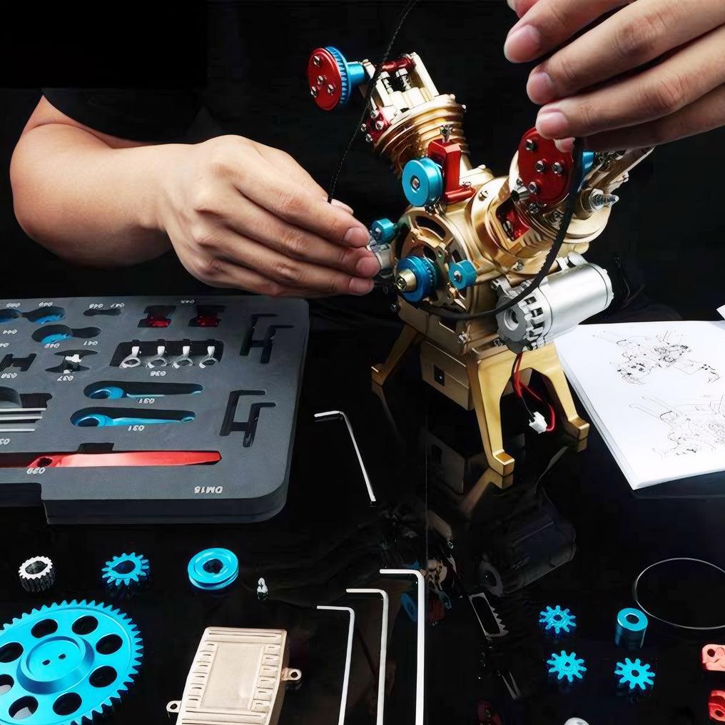 Puzzloria™ | DIY Full Metal V2 Car Engine Assembly Kit that Work - Puzzloria