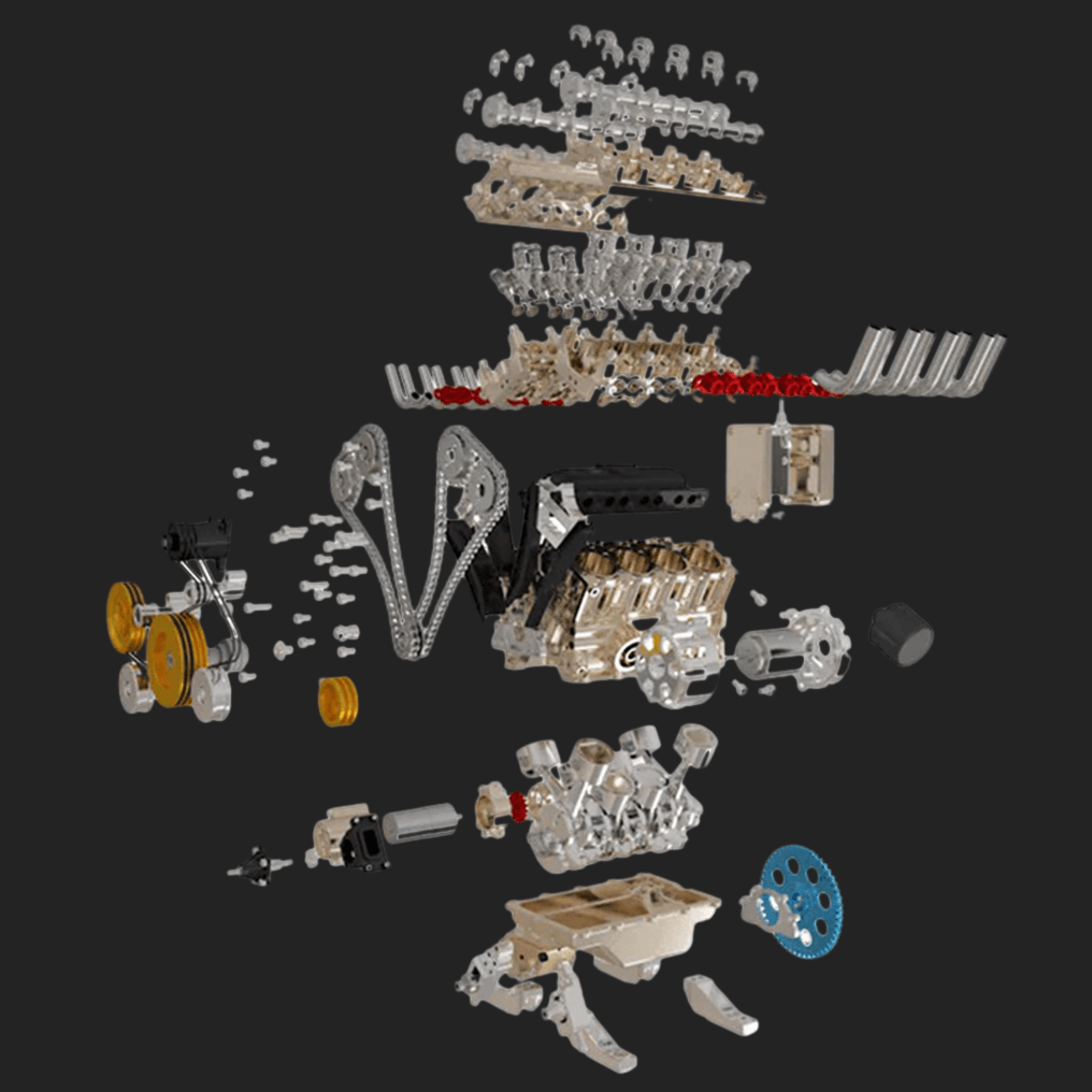 Puzzloria™ | DIY Full Metal V8 Engine Model Kit RC 1: 3 Mini V8 Motor That Run 500+Pcs - Puzzloria