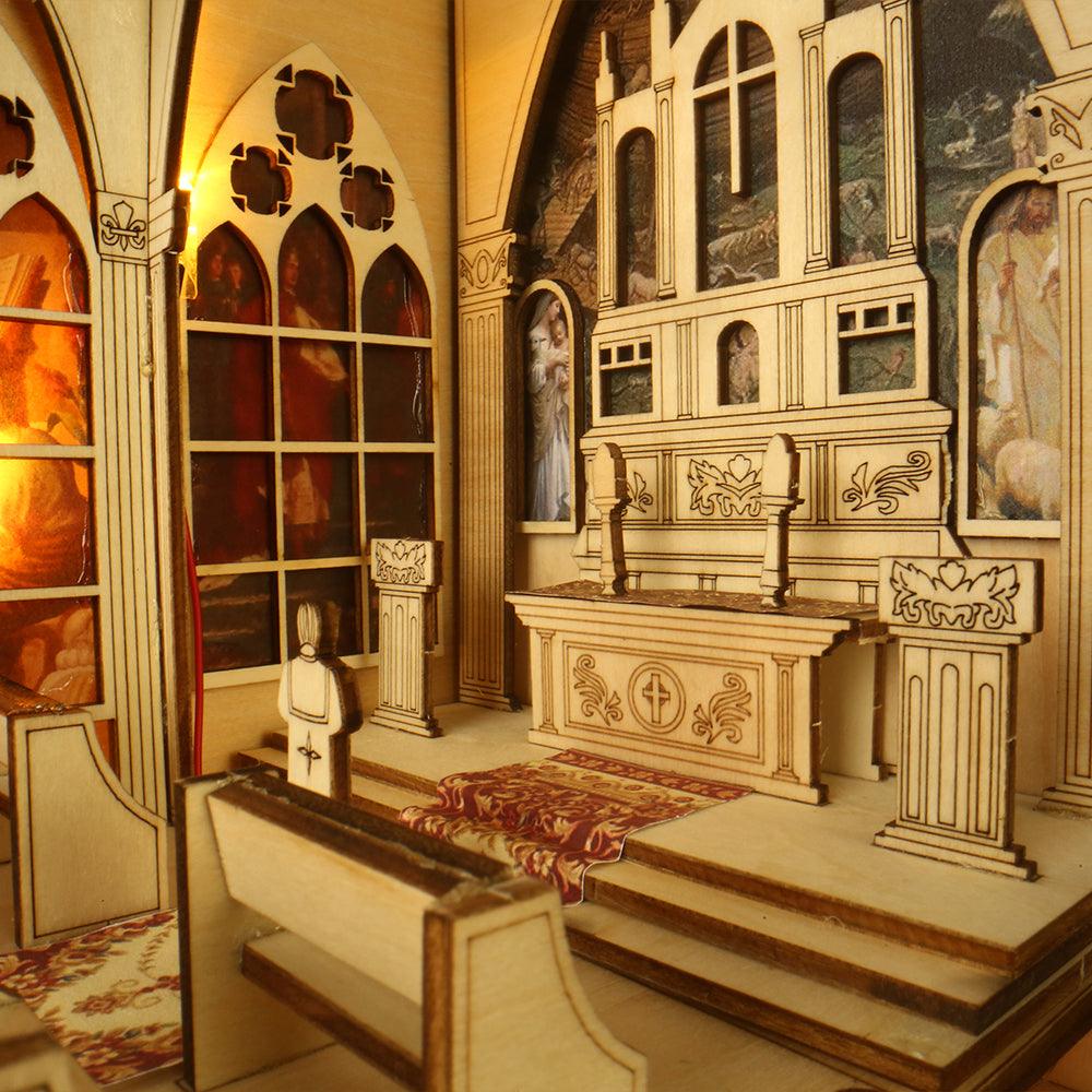 Puzzloria™ | DIY Booknook Kit (Pray in The Church) - Puzzloria