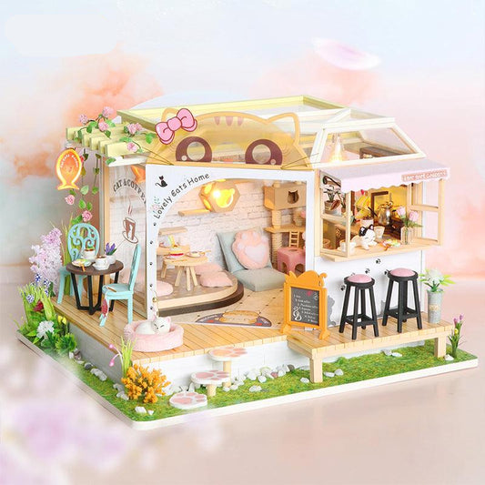 Puzzloria™ | DIY Dollhouse Kit (Cat Coffee Garden) - Puzzloria