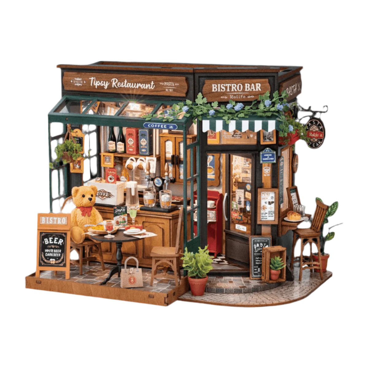 Puzzloria™ | DIY Miniature French Bistro Kit - Tipsy Restaurant - Puzzloria