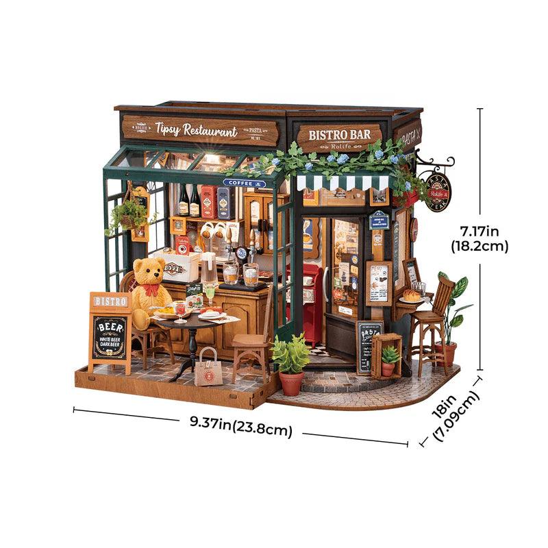 Puzzloria™ | DIY Miniature French Bistro Kit - Tipsy Restaurant - Puzzloria