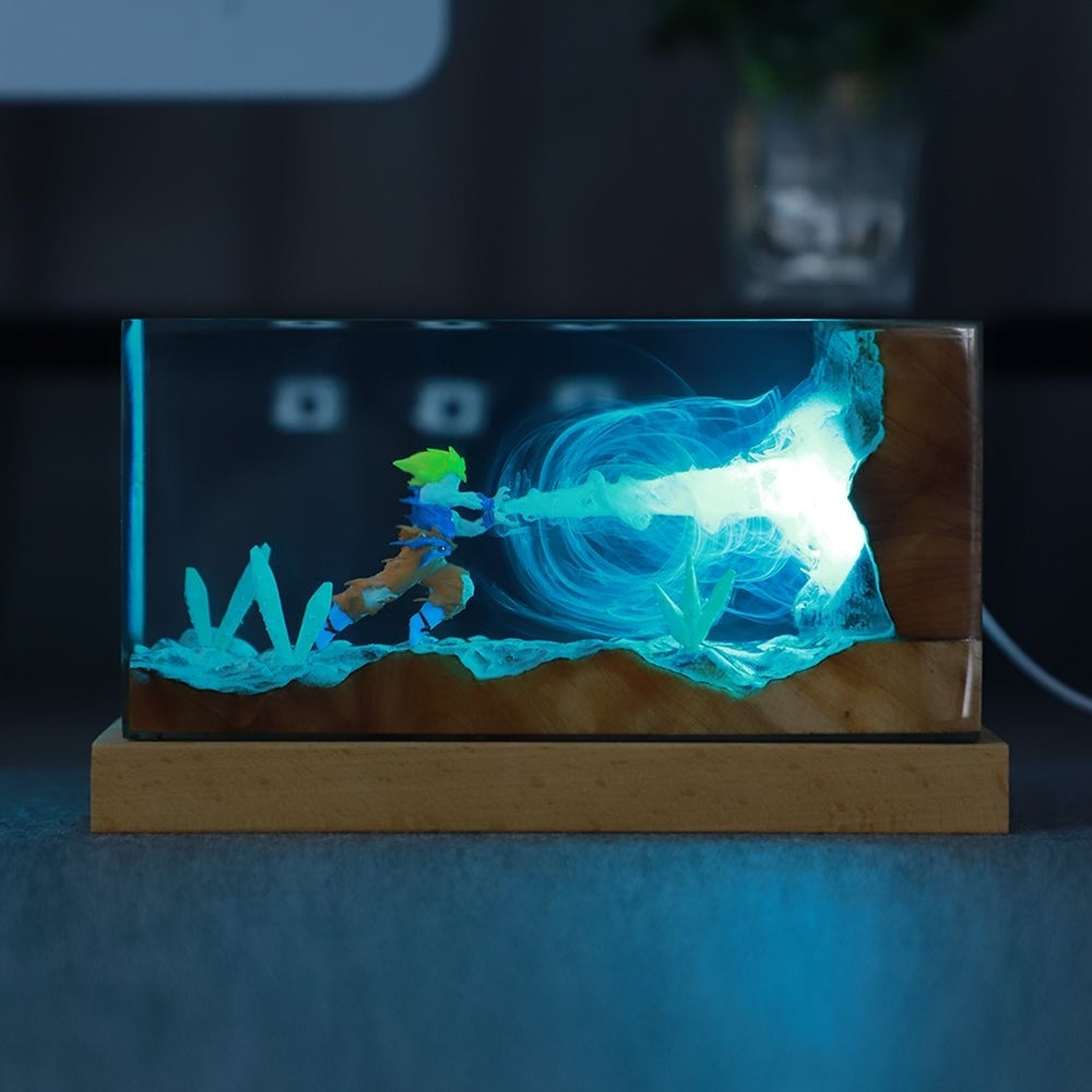 Dragon Ball Z Kakarot premium resin RGB night light desktop decoration with wooden base