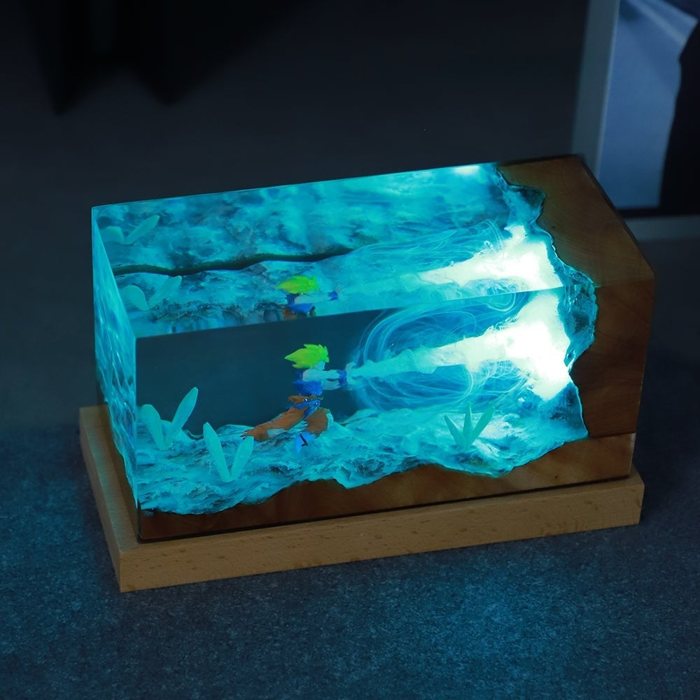 Dragon Ball Z Kakarot premium resin RGB night light desktop decoration with wooden base