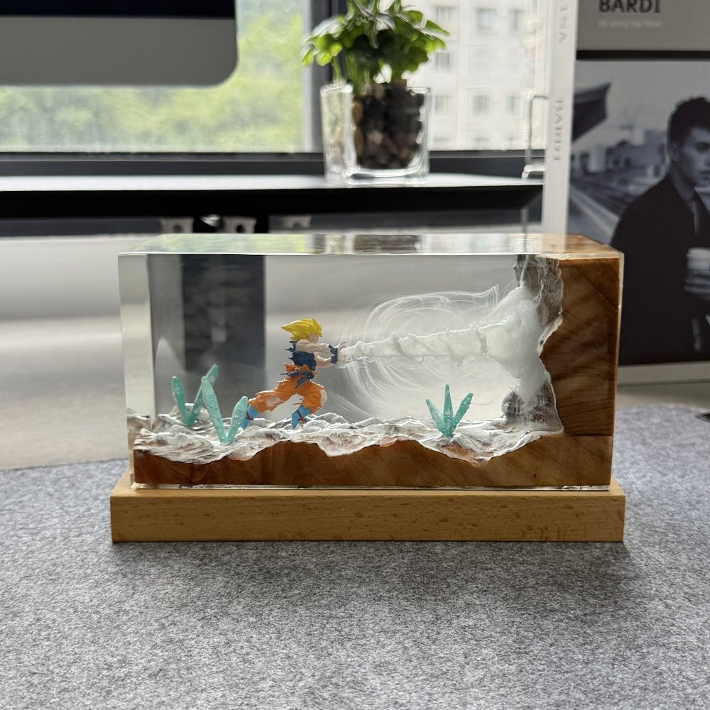 Dragon Ball Z Kakarot premium resin RGB night light desktop decoration with wooden base