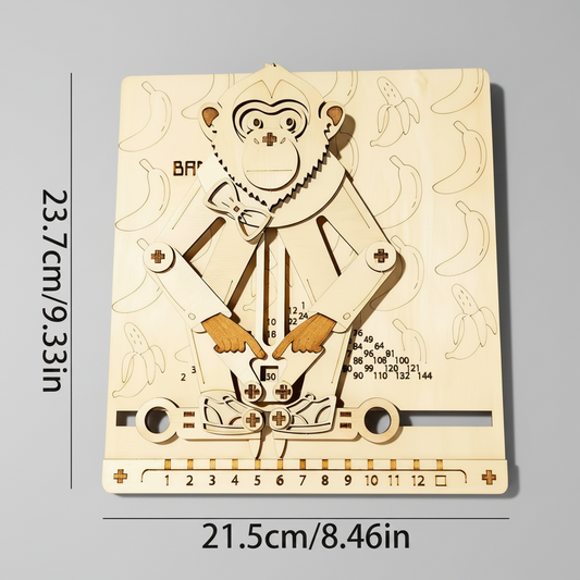 educated monkey multiplication puzzle 23.7cm 21.5cm dimensions birch plywood mechanical math teaching aid for classroom