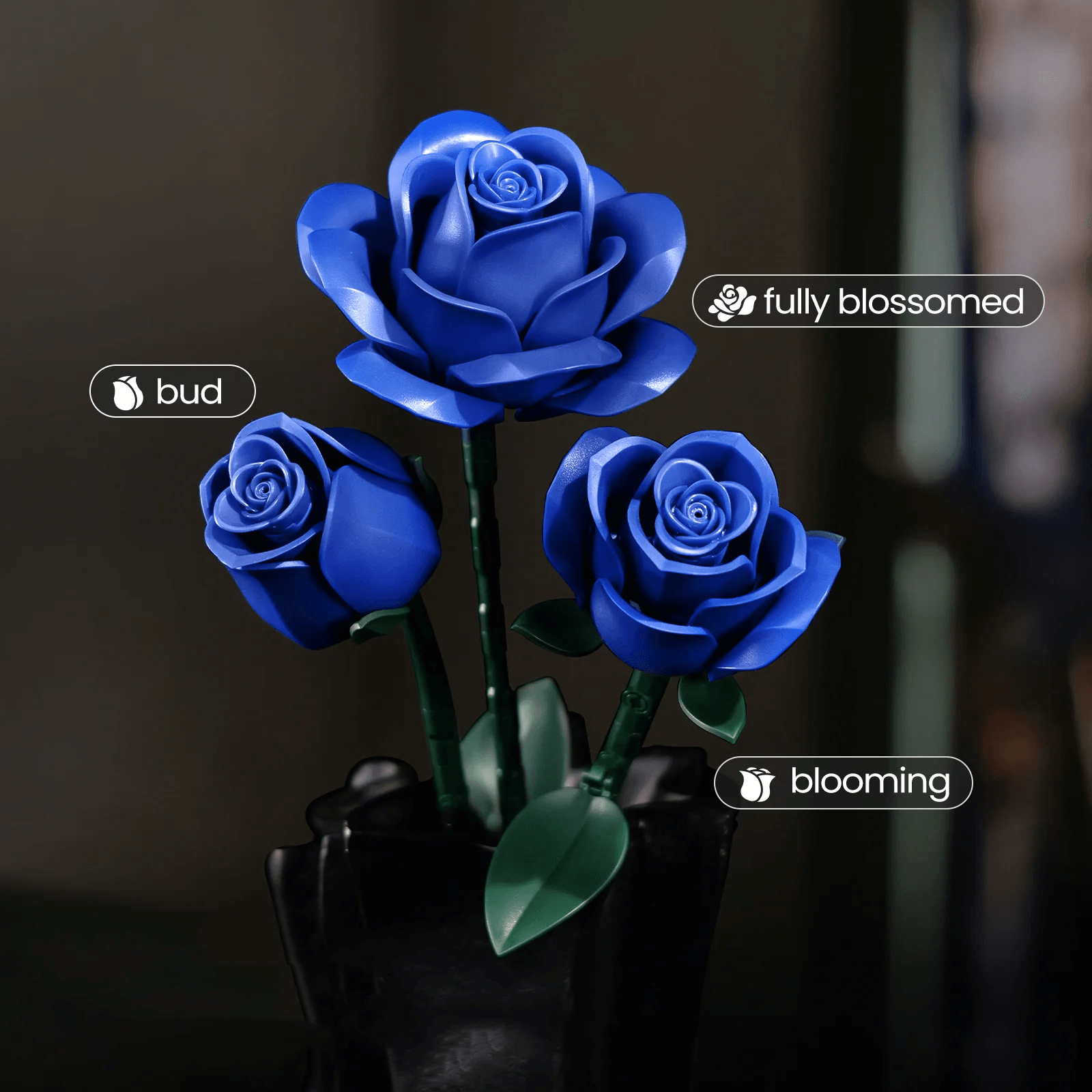Puzzloria™ | Eternal Blue Rose Bouquet Building Set - Puzzloria