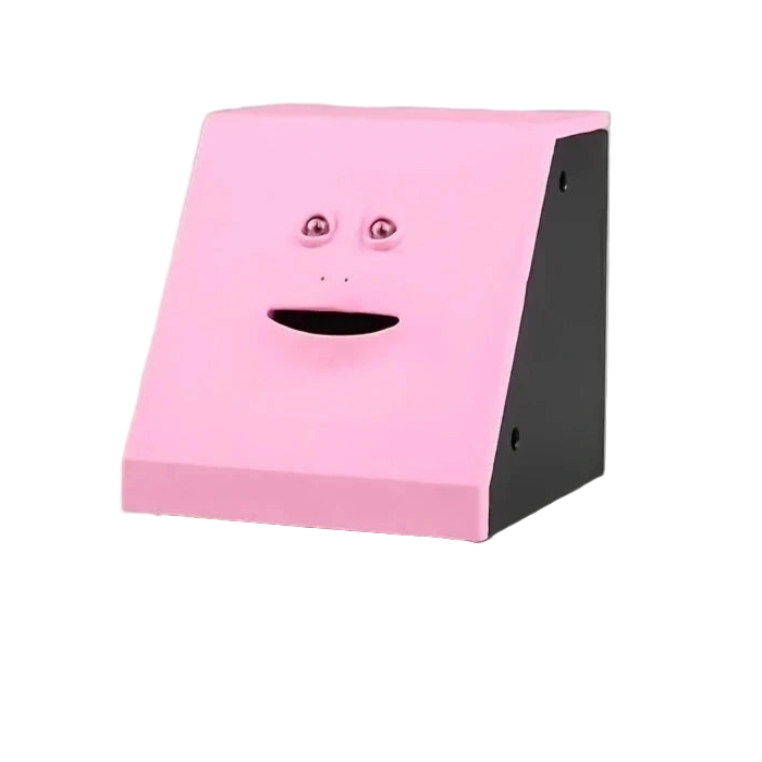 sensor activated piggy bank brick textured face money box compact size for nightstand kitchen counter saving challenge blue – Red, Blue, Pink
