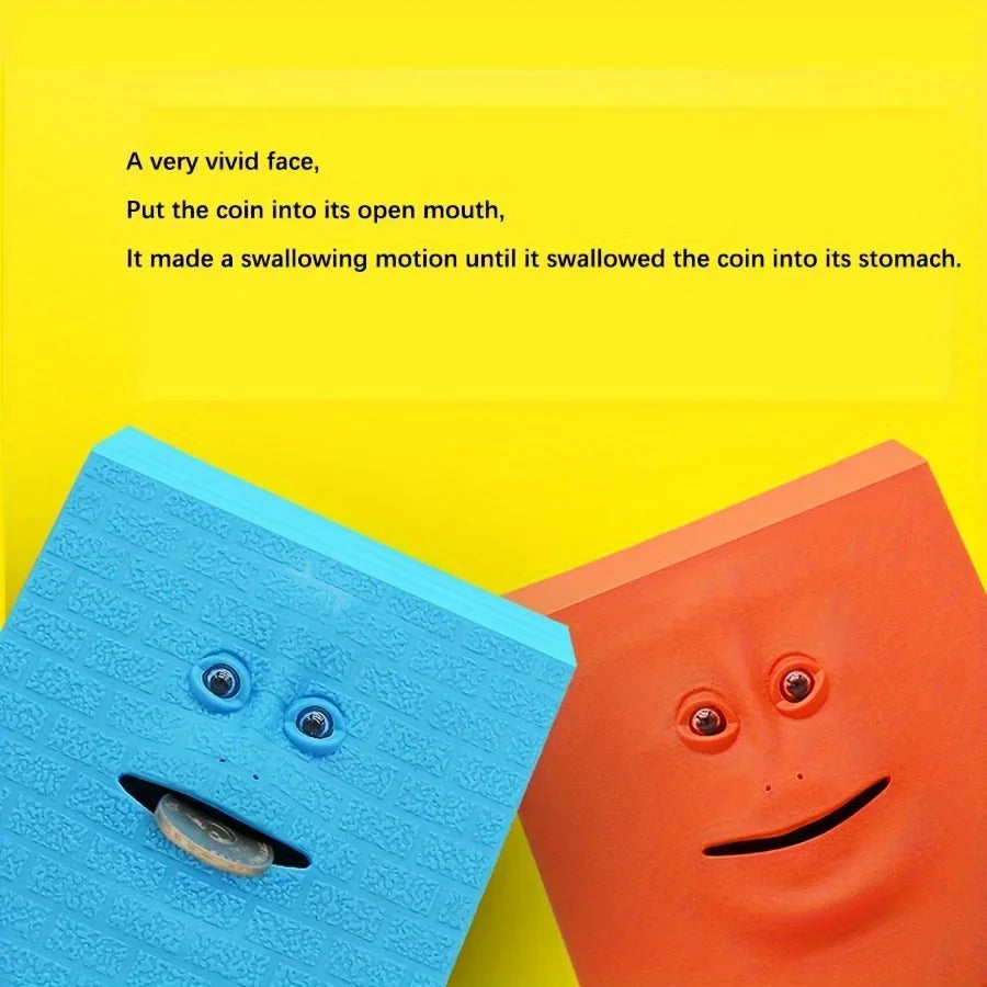 Interactive animated piggy bank with motion-sensor technology for children's savings and financial education