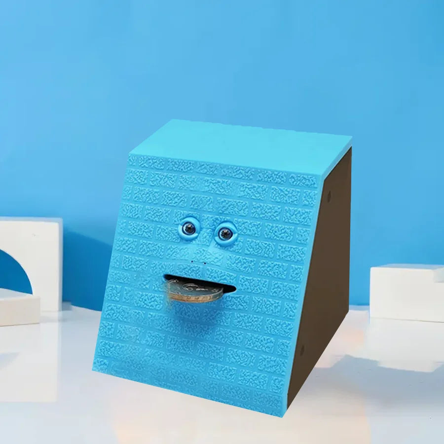 Interactive animated piggy bank with motion-sensor technology for children's savings and financial education