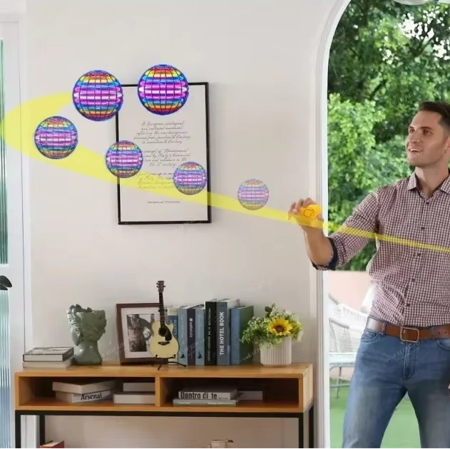 lying orb ball LED hover spinner rechargeable toy with boomerang mode, blue pink red