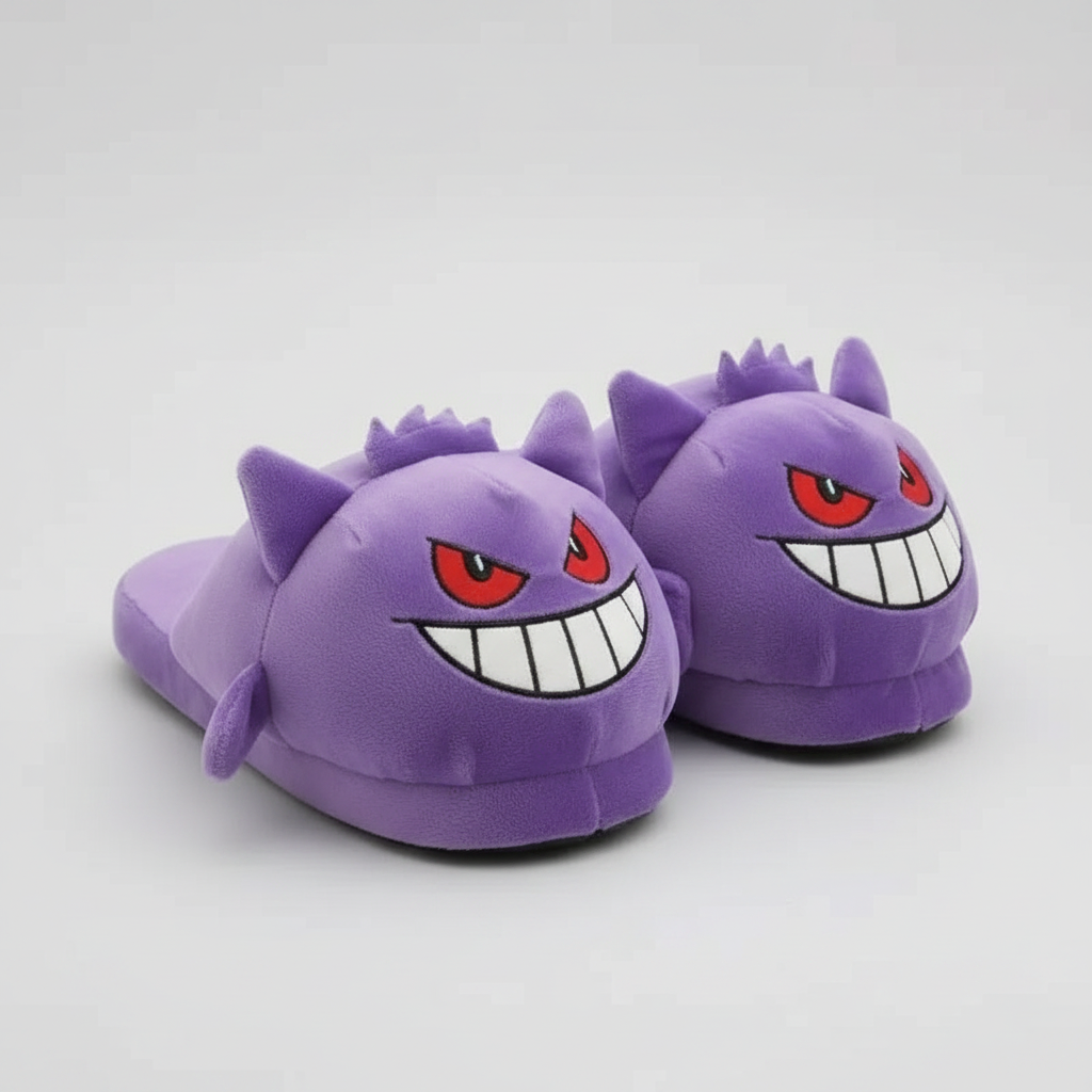 Pokemon Gengar Plush Slippers Funny Tongue Out Purple Anime Ghost House Shoes Cozy Winter Indoor Gift for Anime Fans 3256811681395735-1
