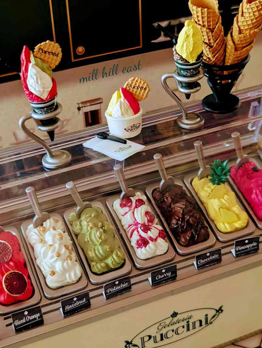 1:12 scale miniature gelato shop dollhouse kit ice cream cones display case tiny food collector decor