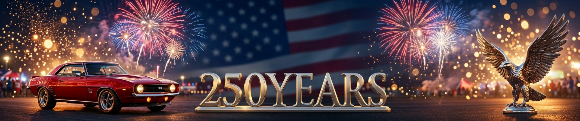 Puzzloria Fourth of July flash sale banner with red white and blue fireworks and patriotic 3D puzzle and model kit deals