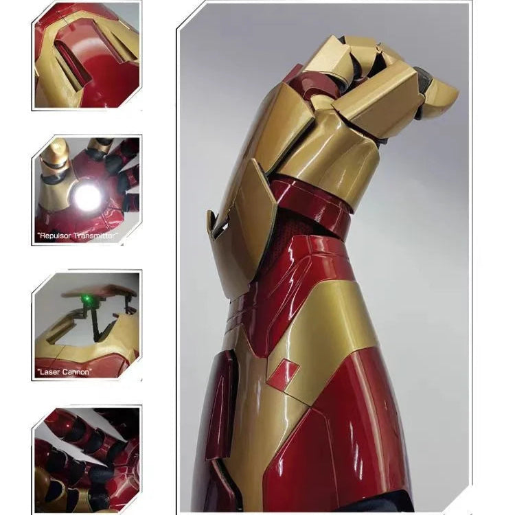 iron man mk42 forearm gauntlet wearable led laser cosplay costume marvel collectible display Right Arm, Left Arm