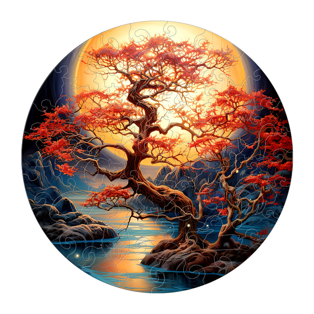 Colorful wooden jigsaw puzzle featuring artistic animal design with intricate patterns and vibrant details