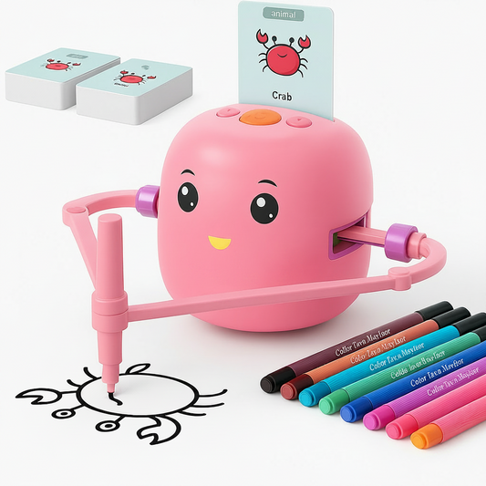 Kids Educational Drawing Robot: Screen-Free Interactive Art & STEM Learning for Boys & Girls 3-8 Pink Green