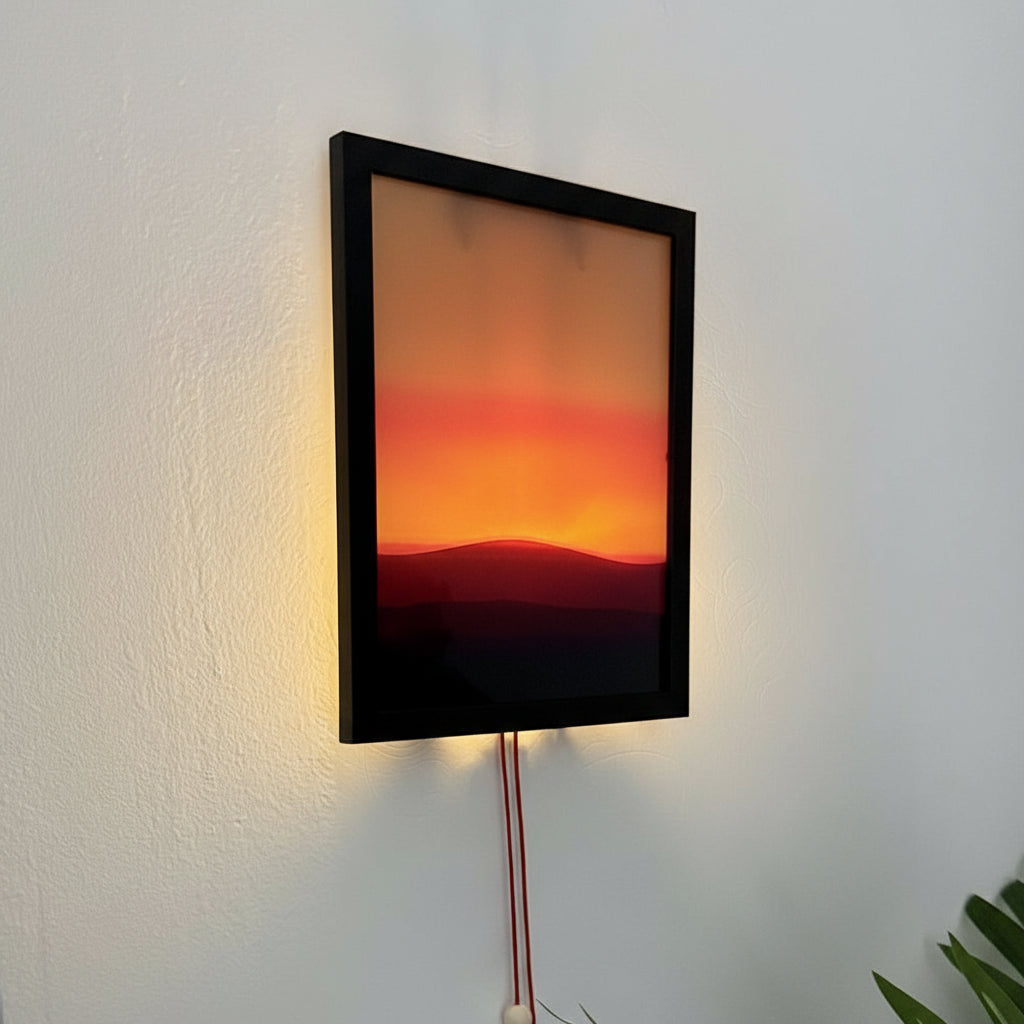 Kinetic sunrise sunset hand pulled wall lamp with adjustable dual rope control - premium bedroom night light