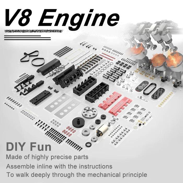 Puzzloria™ | DIY V8 Engine Model With Starter Kit That Run 28cc Gasoline/Nitro Engine KIT FS-V800 - Puzzloria