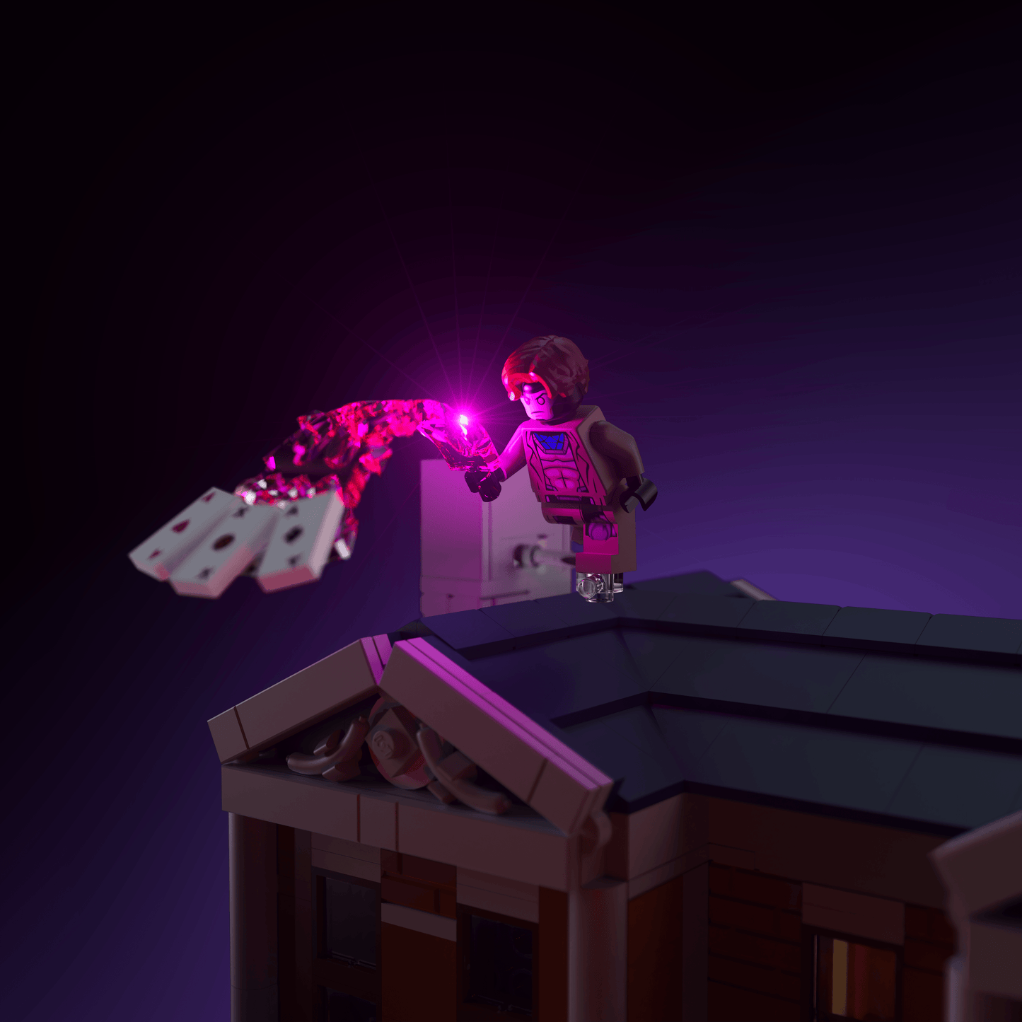 lighting kit for LEGO Marvel X-Men: The Mansion adds illuminated windows interiors and detail to the finished build for shelf display