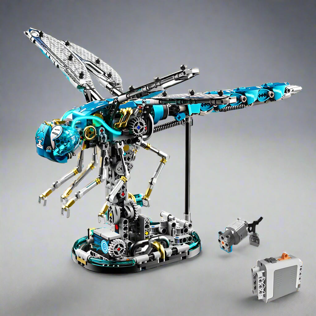 Premium mechanical dragonfly building blocks set with LED lights and Technic-style joints for AFOL collectors and advanced builders