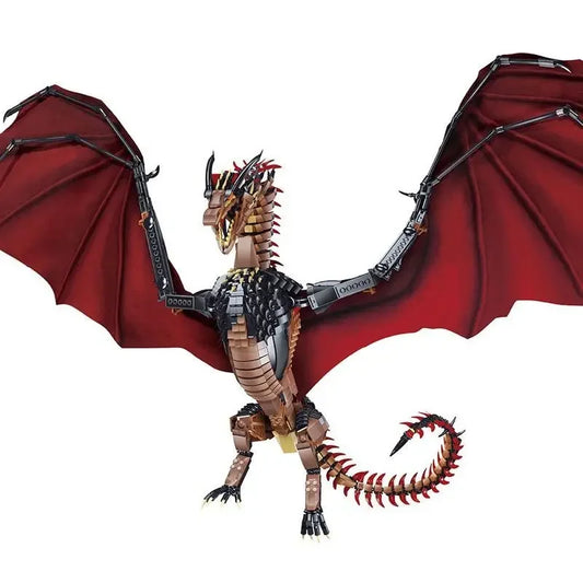 Puzzloria Giant Dragon Master Builder Set - 1889 piece premium building blocks with articulated wings and poseable joints for ages 12+
