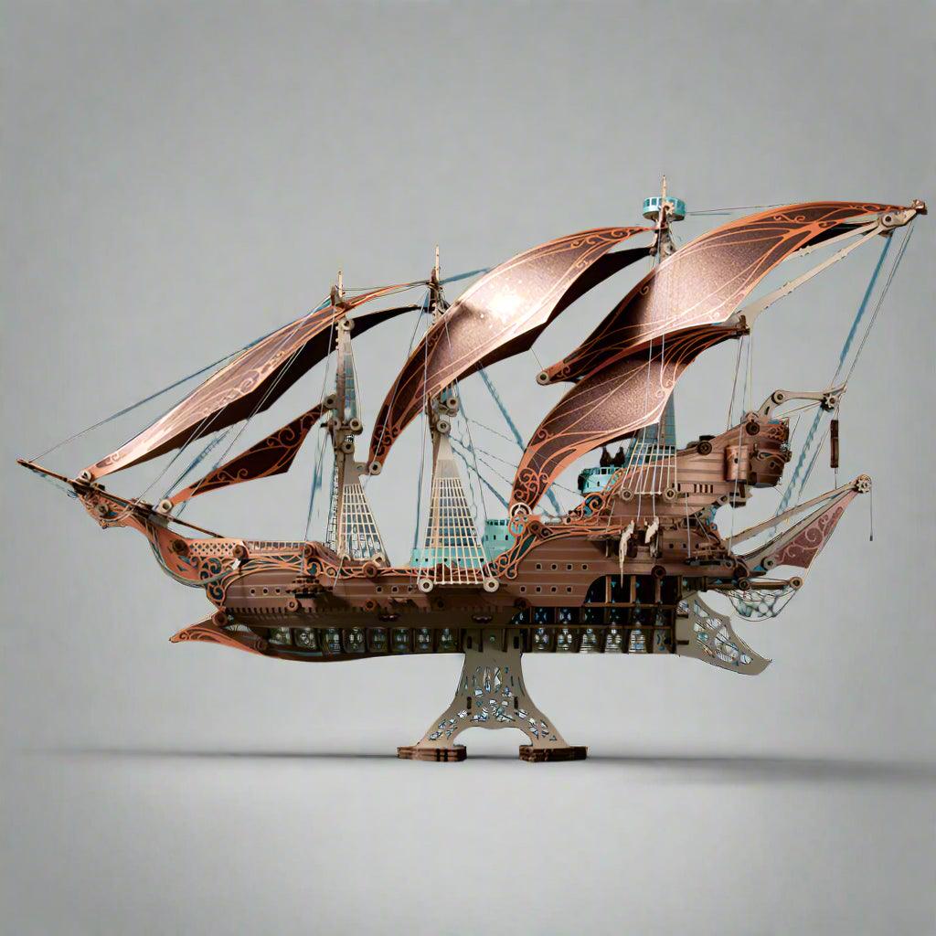 Puzzloria™ | Secrets of the Aether 3D Steampunk Pirate Ship Wooden Assembly Kit - Puzzloria