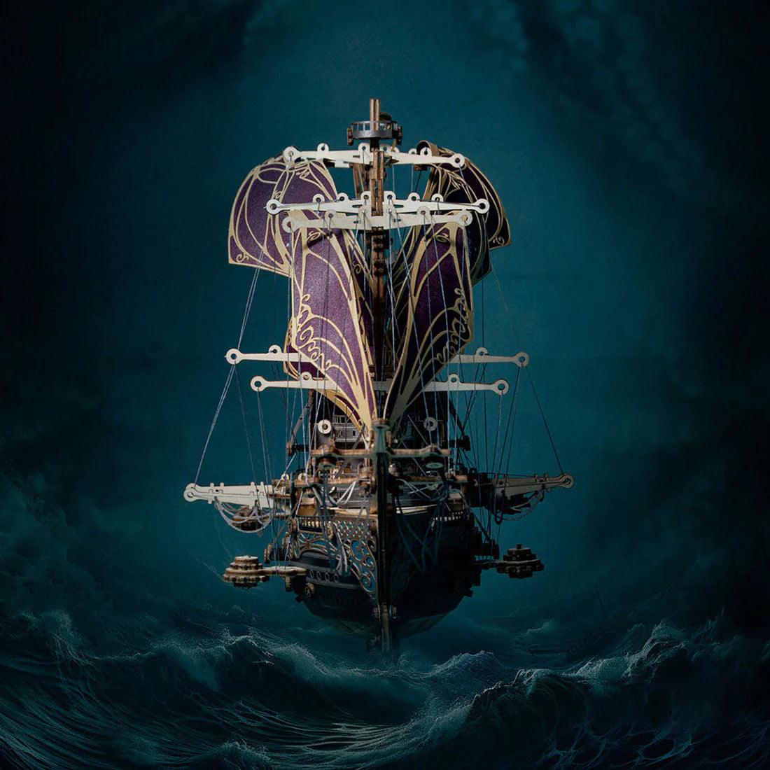 Puzzloria™ | Secrets of the Aether 3D Steampunk Pirate Ship Wooden Assembly Kit - Puzzloria