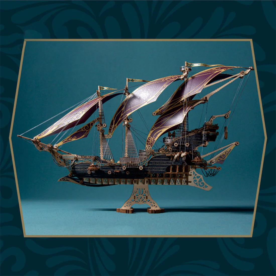 Puzzloria™ | Secrets of the Aether 3D Steampunk Pirate Ship Wooden Assembly Kit - Puzzloria