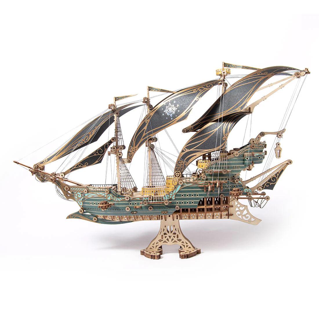 Puzzloria™ | Secrets of the Aether 3D Steampunk Pirate Ship Wooden Assembly Kit - Puzzloria